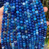 Perles d'agate rayée bleue 4 mm 6 mm 8 mm 10 mm 12 mm 15''