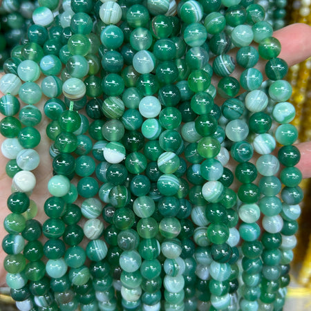 Perles d'agate rayée bleue 4 mm 6 mm 8 mm 10 mm 12 mm 15''