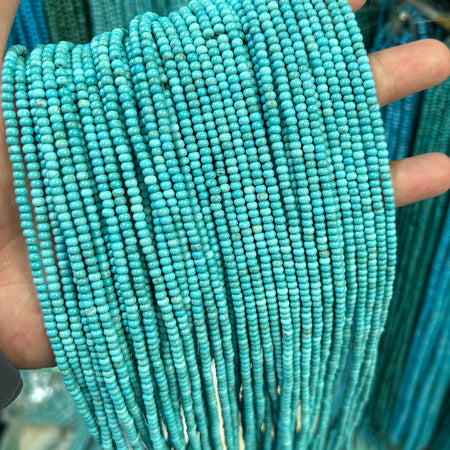 Blue Turquoise Rondelle Beads 2x3mm 15''