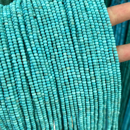 Blue Turquoise Rondelle Beads 2x3mm 15''