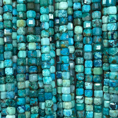 AAA Genuine Turquoise Cube Faceted Beads 3mm 15''