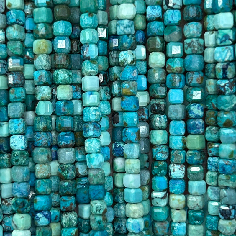 AAA Genuine Turquoise Cube Faceted Beads 3mm 15''