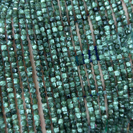 Seraphinite Cube Faceted Beads 3mm 15''
