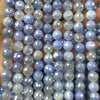 Perles d'agate rayée bleue 4 mm 6 mm 8 mm 10 mm 12 mm 15''