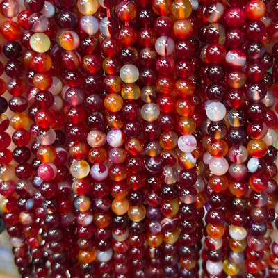 Red Striped Agate Beads 4mm 6mm 8mm 10mm 12mm 15''