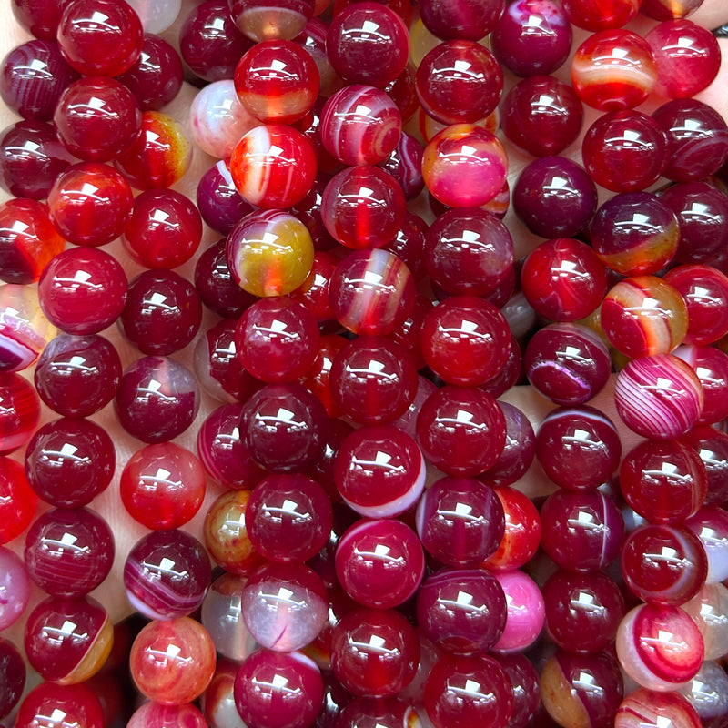 Red Striped Agate Beads 4mm 6mm 8mm 10mm 12mm 15''