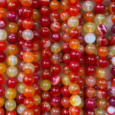 Perles d'agate rayée bleue 4 mm 6 mm 8 mm 10 mm 12 mm 15''