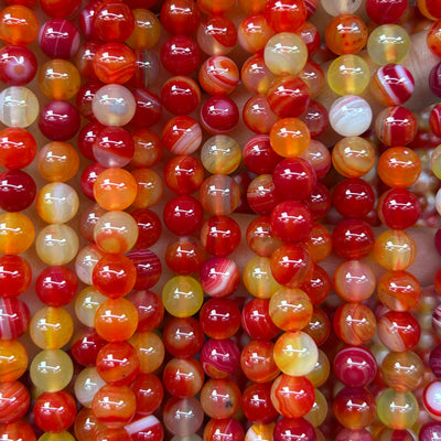 Perles d'agate rayée bleue 4 mm 6 mm 8 mm 10 mm 12 mm 15''