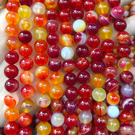 Perles d'agate rayée bleue 4 mm 6 mm 8 mm 10 mm 12 mm 15''