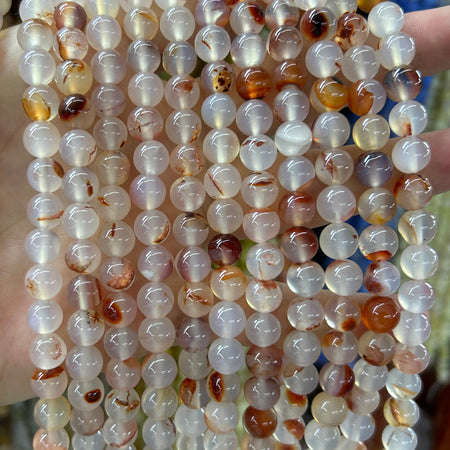 Perles d'agate rayée bleue 4 mm 6 mm 8 mm 10 mm 12 mm 15''