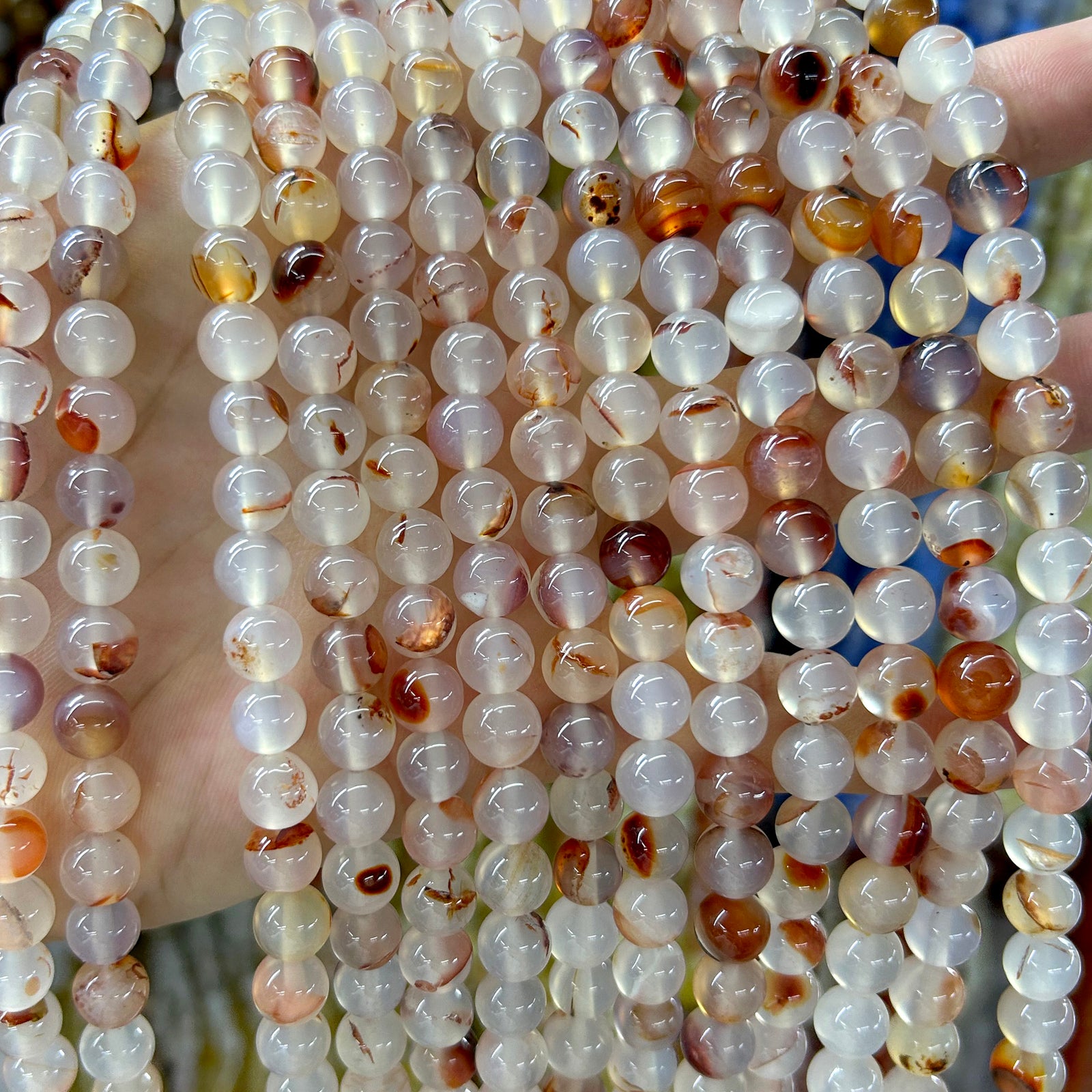 Hvide Sorte Mønstrede Chalcedony Matte Perler 4mm 6mm 8mm 10mm 12mm