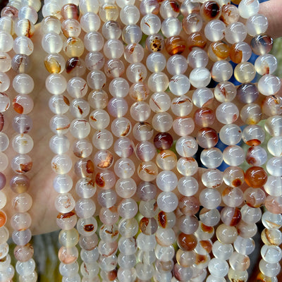 Perles d'agate rayée bleue 4 mm 6 mm 8 mm 10 mm 12 mm 15''