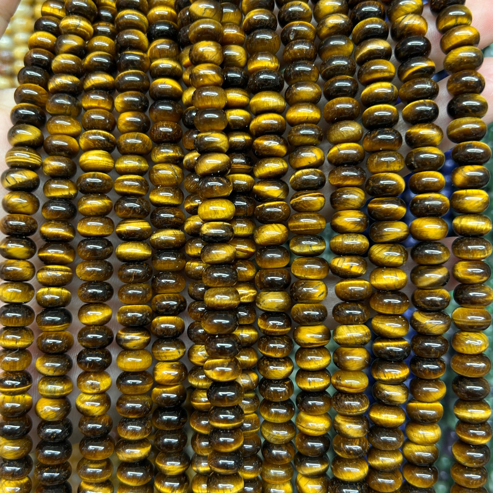 Yellow Tiger Eye Rondelle Beads 4x6mm 5x8mm 15''