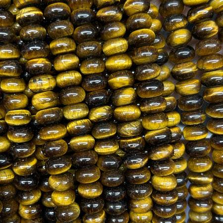 Perles rondelles en œil de tigre jaune, pierres précieuses naturelles, 4 x 6 mm, 5 x 8 mm, 38 cm