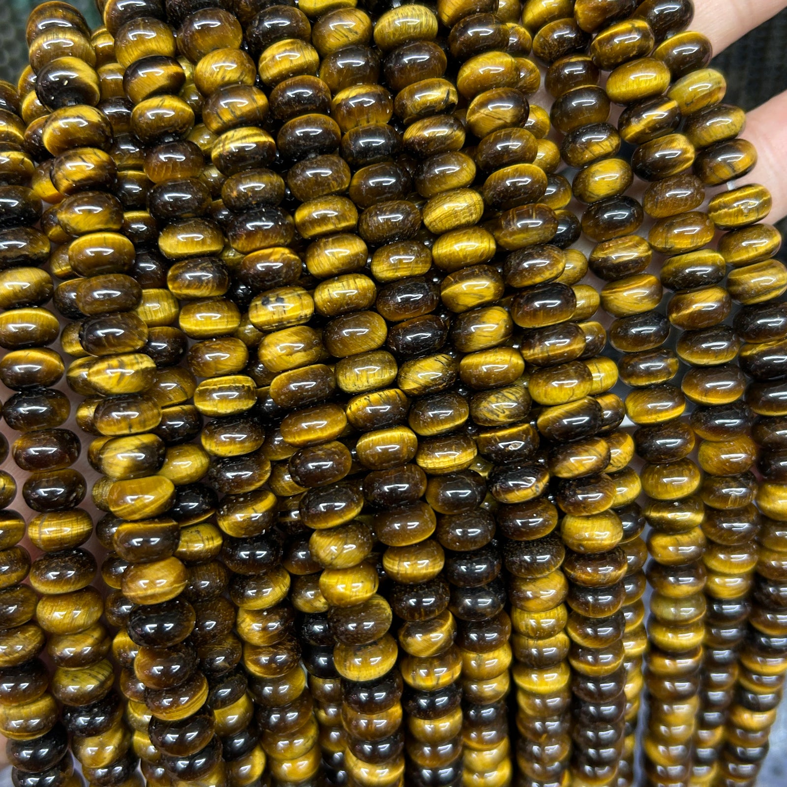 Yellow Tiger Eye Rondelle Beads 4x6mm 5x8mm 15''