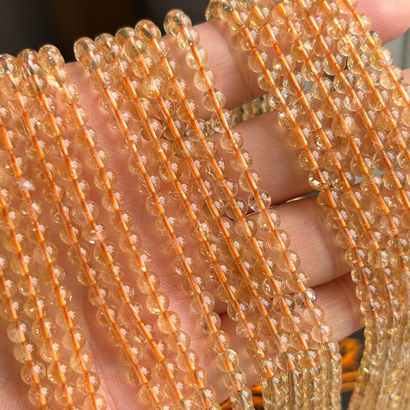Genuine Citrine Stone Beads 4mm 15''