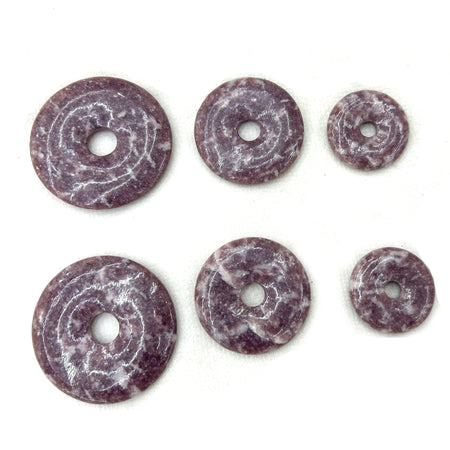 Pendentif Donut en Lépidolite 30 mm 40 mm 50 mm 1 pièce