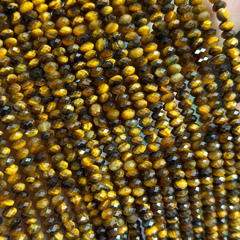Tiger Eye's Rondelle Faceted Beads 2x4mm 15''