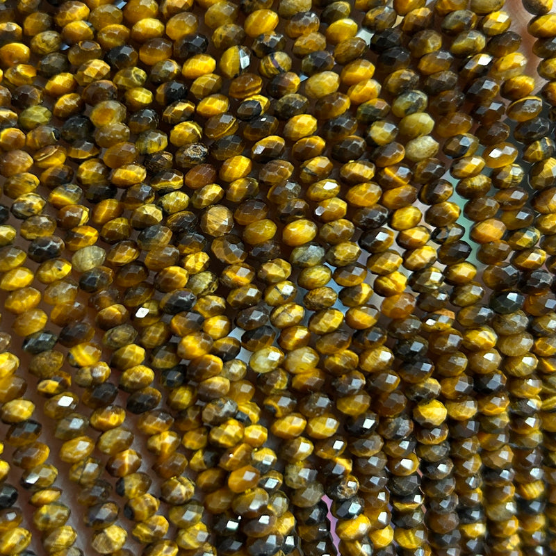 Tiger Eye's Rondelle Faceted Beads 2x4mm 15''