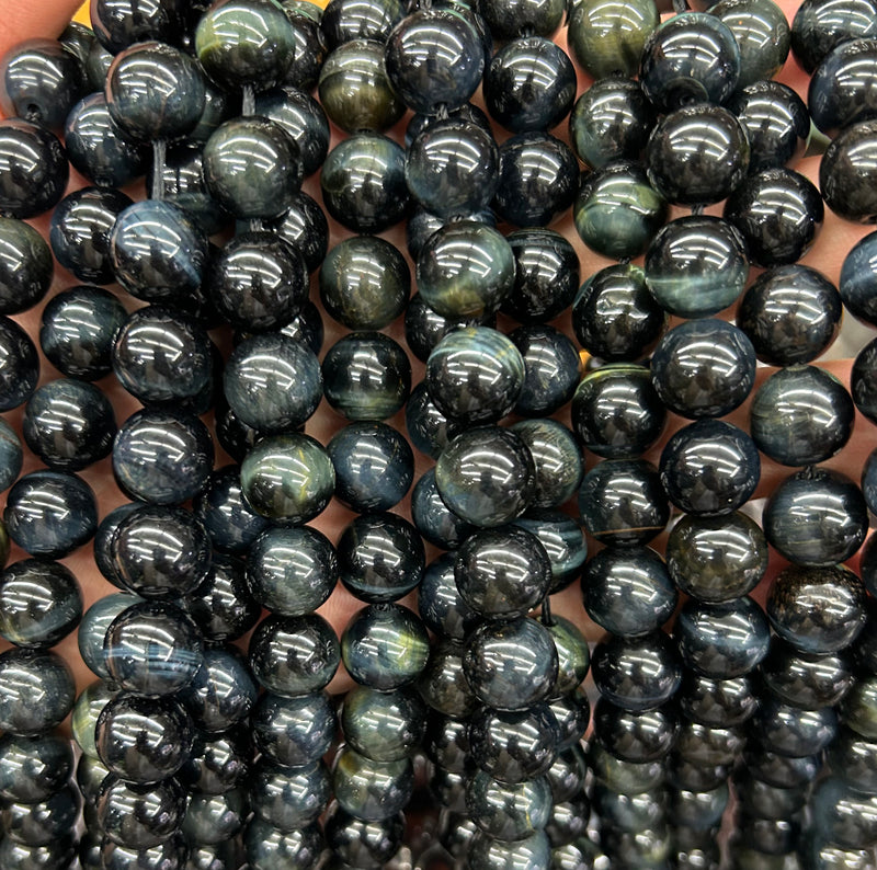 A Lnk Blue Yellow Tiger Eye Beads 6mm 8mm 10mm 15''