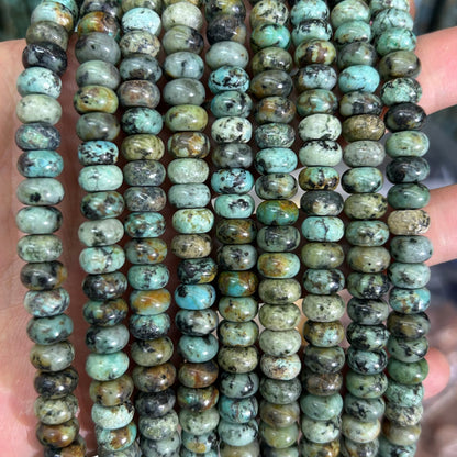 African Turquoise Rondelle Stone Beads 4x6mm  5x8mm 15''