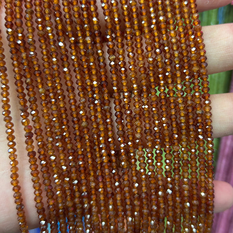 Orange Garnet Rondelle Faceted Beads 2x3mm 15''