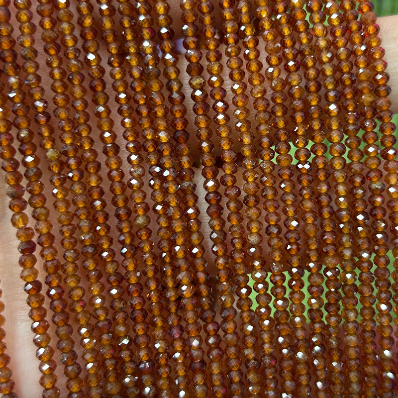 Orange Garnet Rondelle Faceted Beads 2x3mm 15''