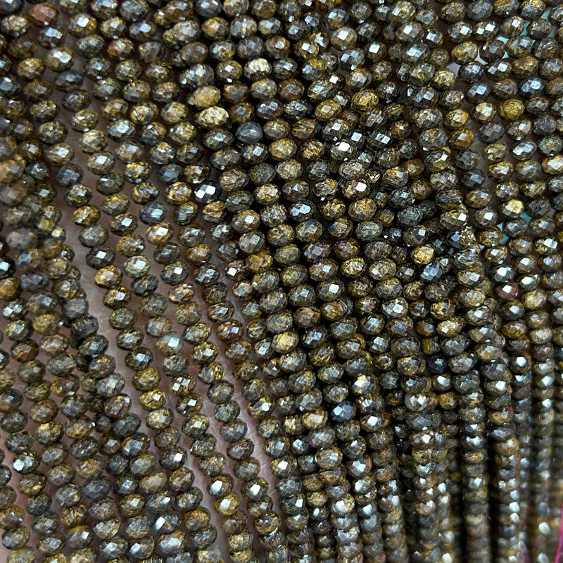 Perles à facettes en hessonite et grenat orange, rondelles 2 x 3 mm, 38 cm