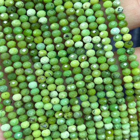 Canadian Jade Rondelle Faceted Beads 3x4mm 15''