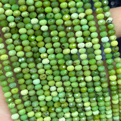 Canadian Jade Rondelle Faceted Beads 3x4mm 15''