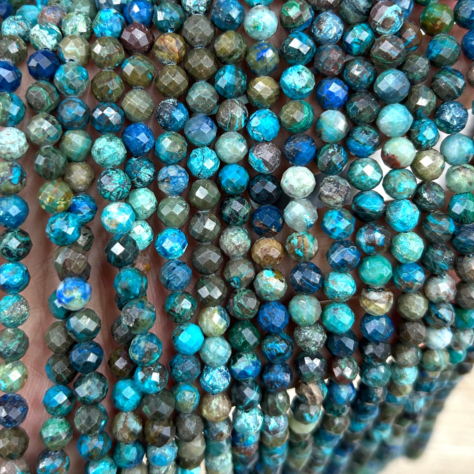 Chrysocolla Faceted Beads 6mm 15''