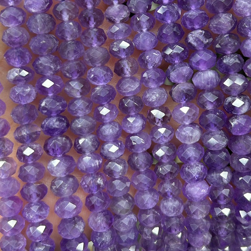 Amethyst Rondelle Faceted Beads 5x8mm 15''