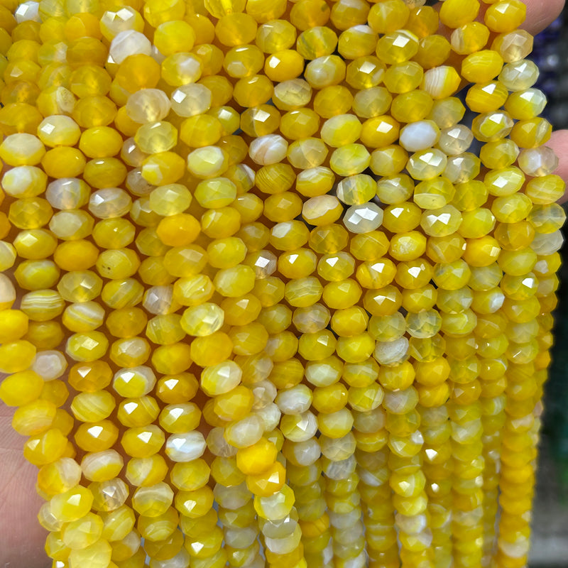 Yellow Agate Rondelle Faceted Beads 5x8mm 15''