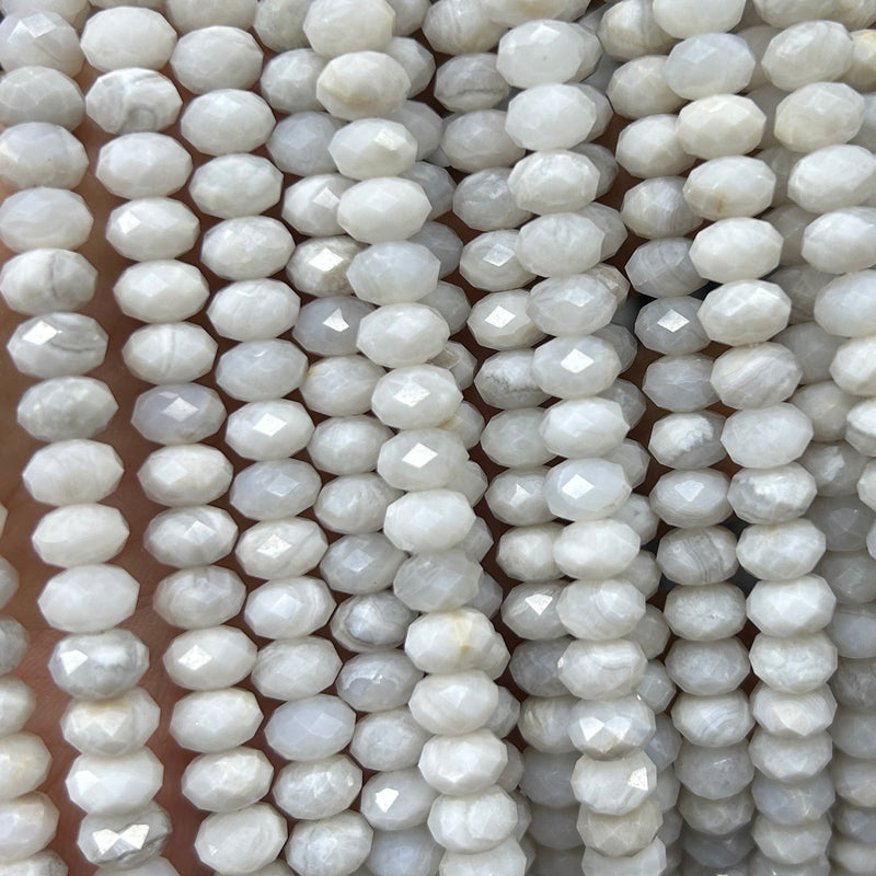 White Crazy Agate Rondelle Faceted Beads 5x8mm 15''