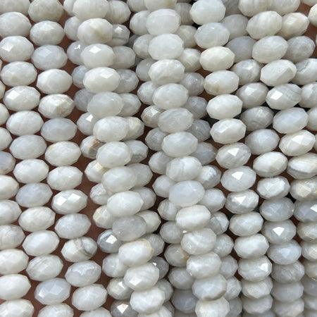 White Crazy Agate Rondelle Faceted Beads 5x8mm 15''