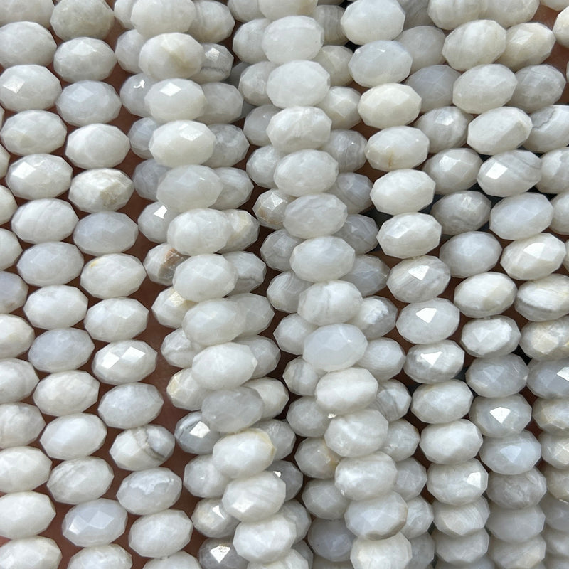 White Crazy Agate Rondelle Faceted Beads 5x8mm 15''