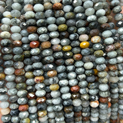 Perles rondelles en œil de tigre jaune, pierres précieuses naturelles, 4 x 6 mm, 5 x 8 mm, 38 cm