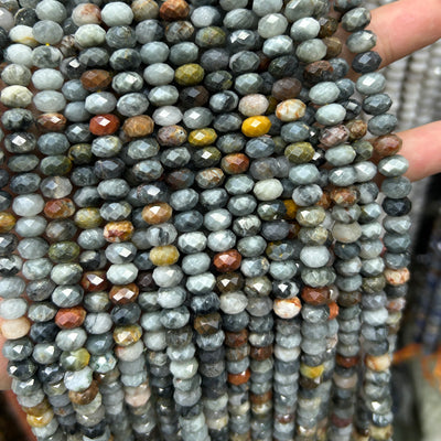 Perles rondelles en œil de tigre jaune, pierres précieuses naturelles, 4 x 6 mm, 5 x 8 mm, 38 cm