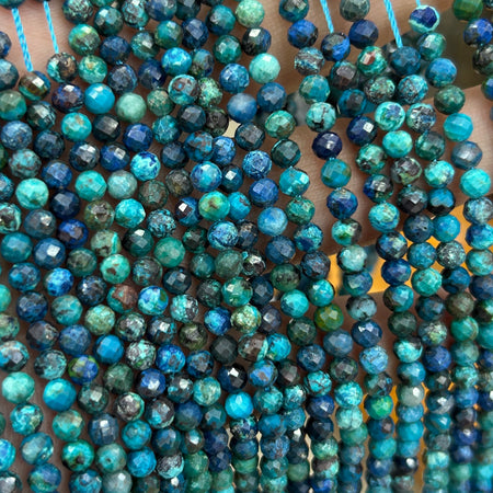 Perles à facettes en chrysocolle 2 mm 3 mm 4 mm 15''