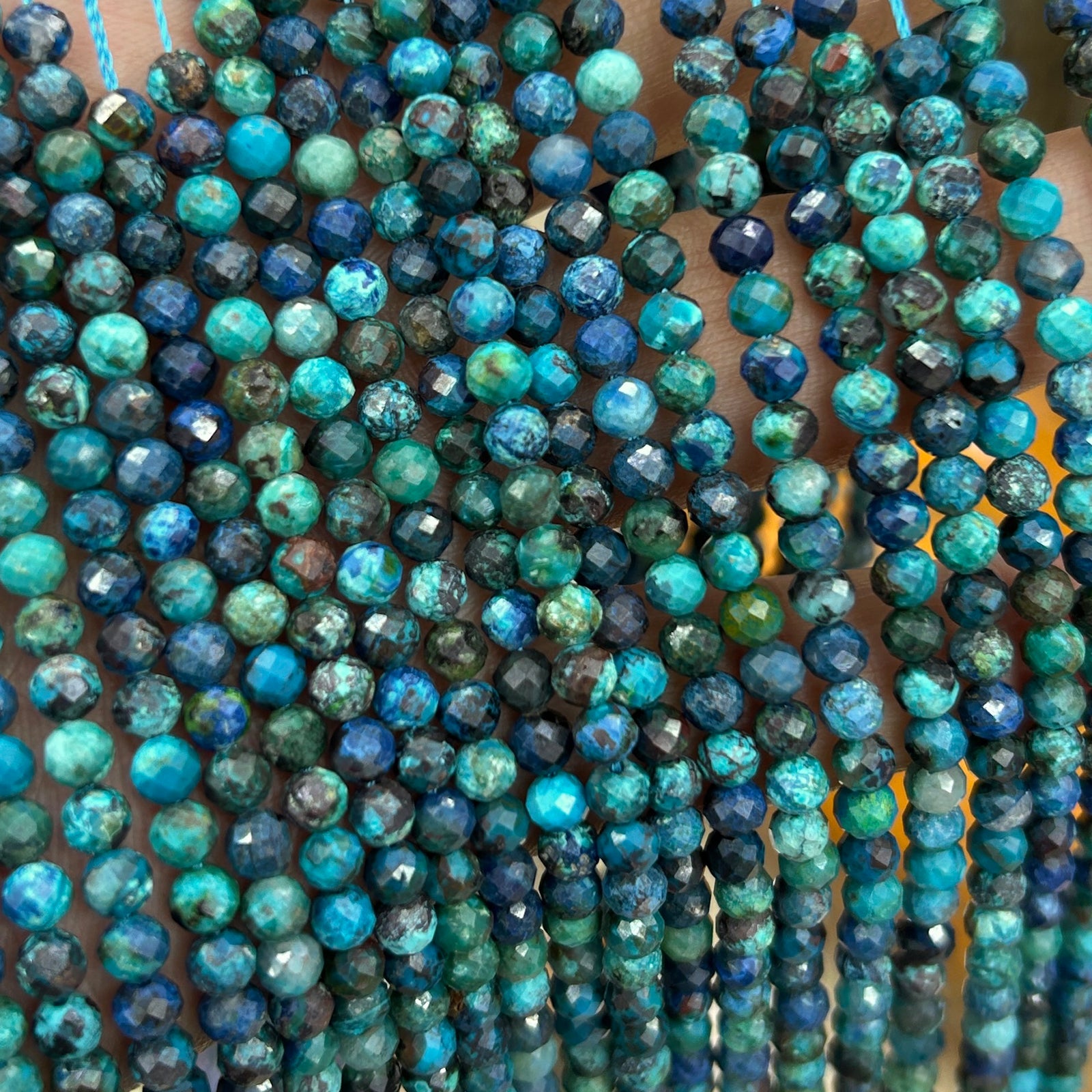Chrysocolla Faceted Beads 2mm 3mm 4mm 15''