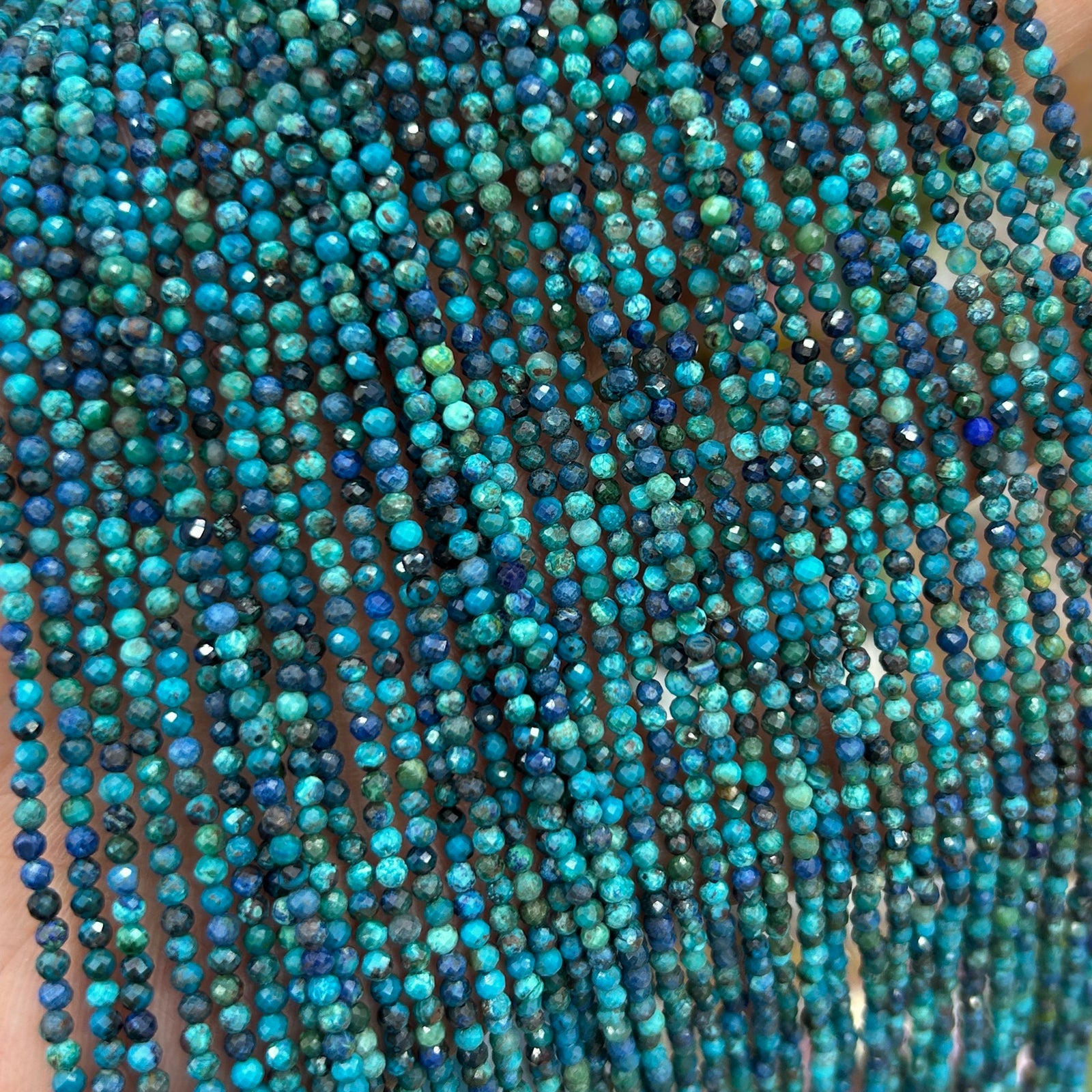 Chrysocolla Faceted Beads 2mm 3mm 4mm 15''