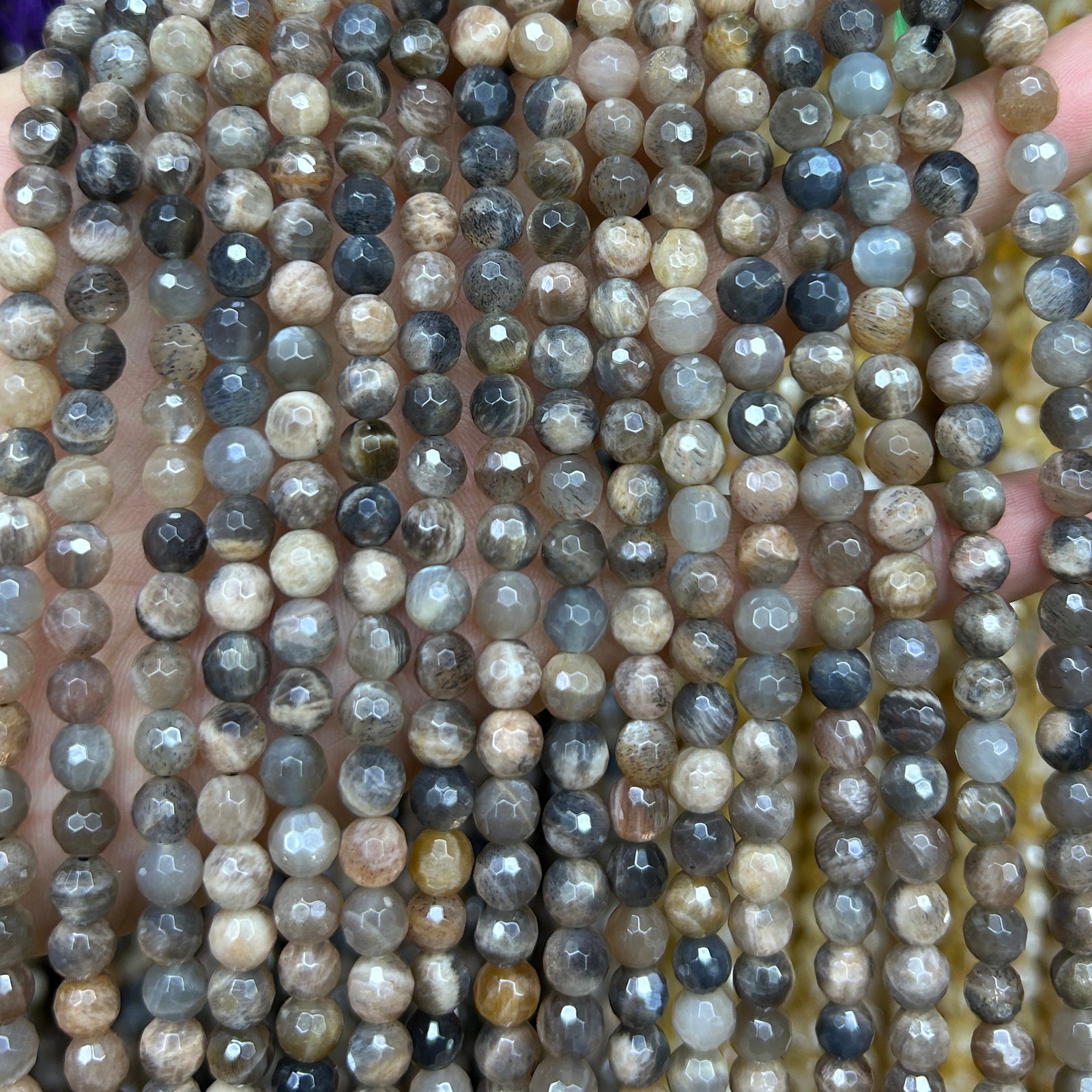Gray Sunstone Faceted Beads 6mm 8mm 10mm 15''