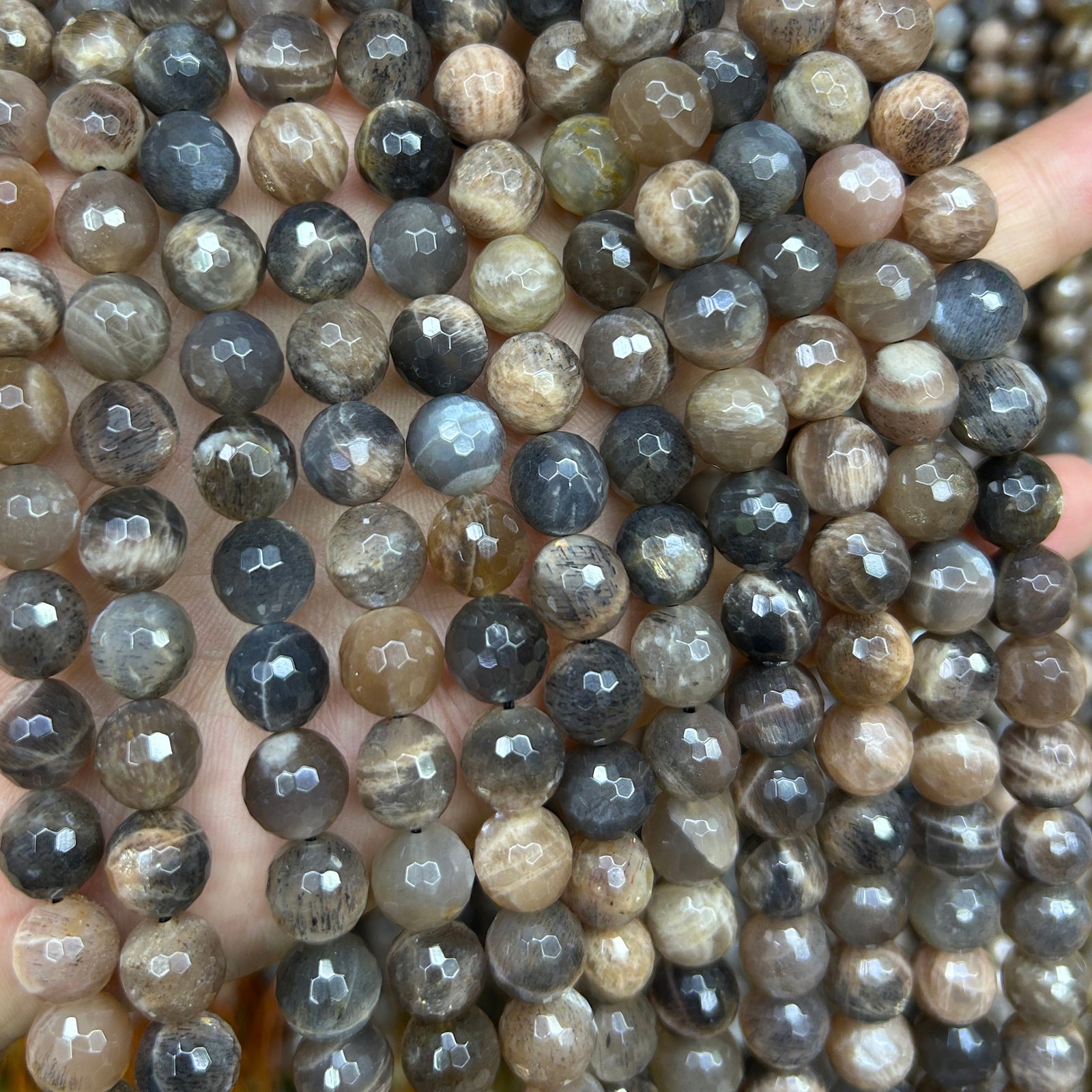 Gray Sunstone Faceted Beads 6mm 8mm 10mm 15''