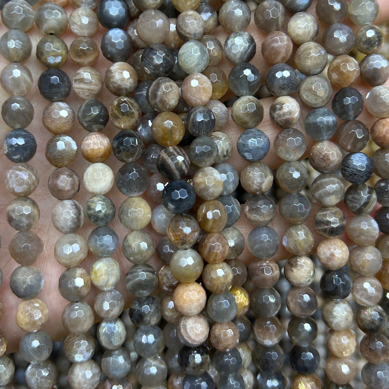Gray Sunstone Faceted Beads 6mm 8mm 10mm 15''