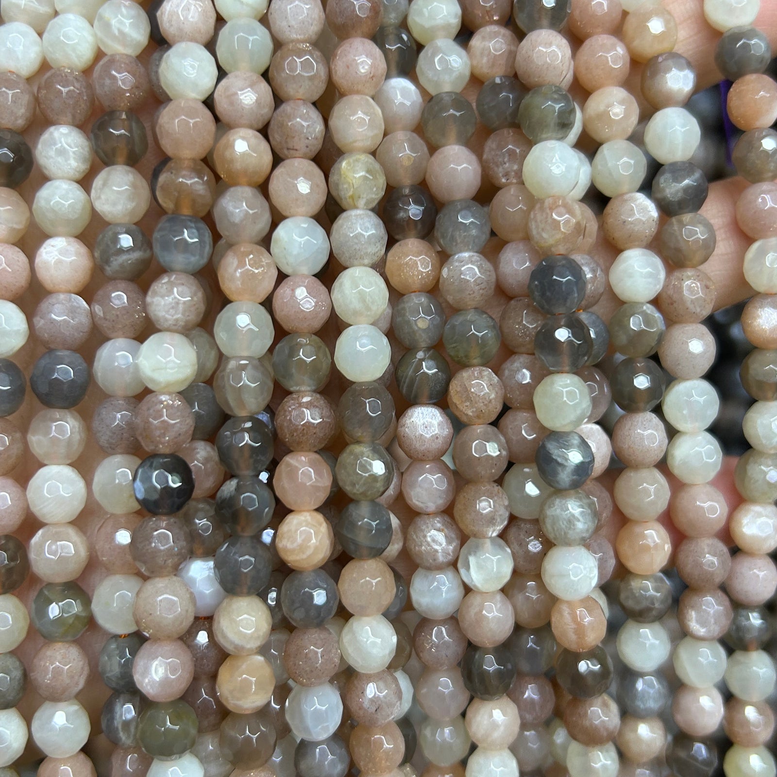 Mix Moonstone Sunstone Faceted Beads 6mm 8mm 10mm 15''