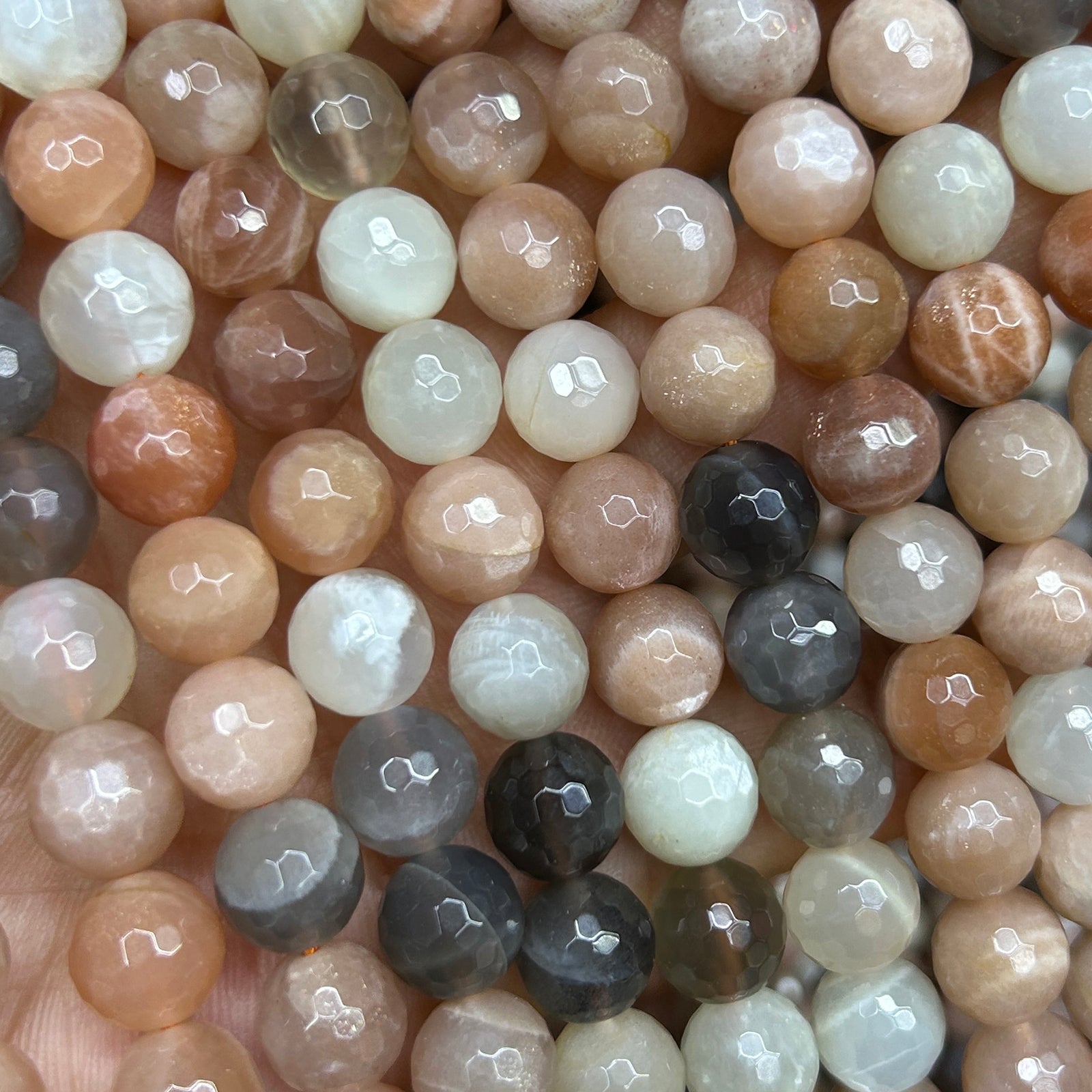 Mix Moonstone Sunstone Faceted Beads 6mm 8mm 10mm 15''