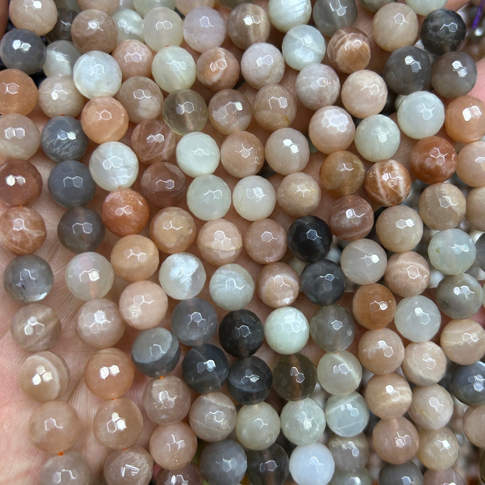 Mix Moonstone Sunstone Faceted Beads 6mm 8mm 10mm 15''