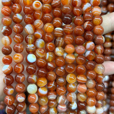 Blå stribet agat, naturlig ædelsten, rund sten 4mm 6mm 8mm 10mm 12mm 15''