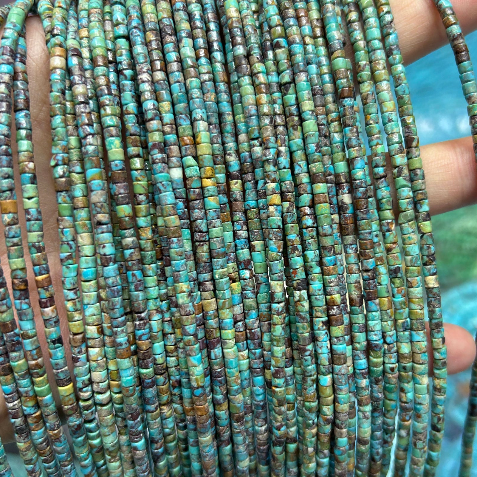 Genuine Turquoise Heishi Beads 3mm 15''