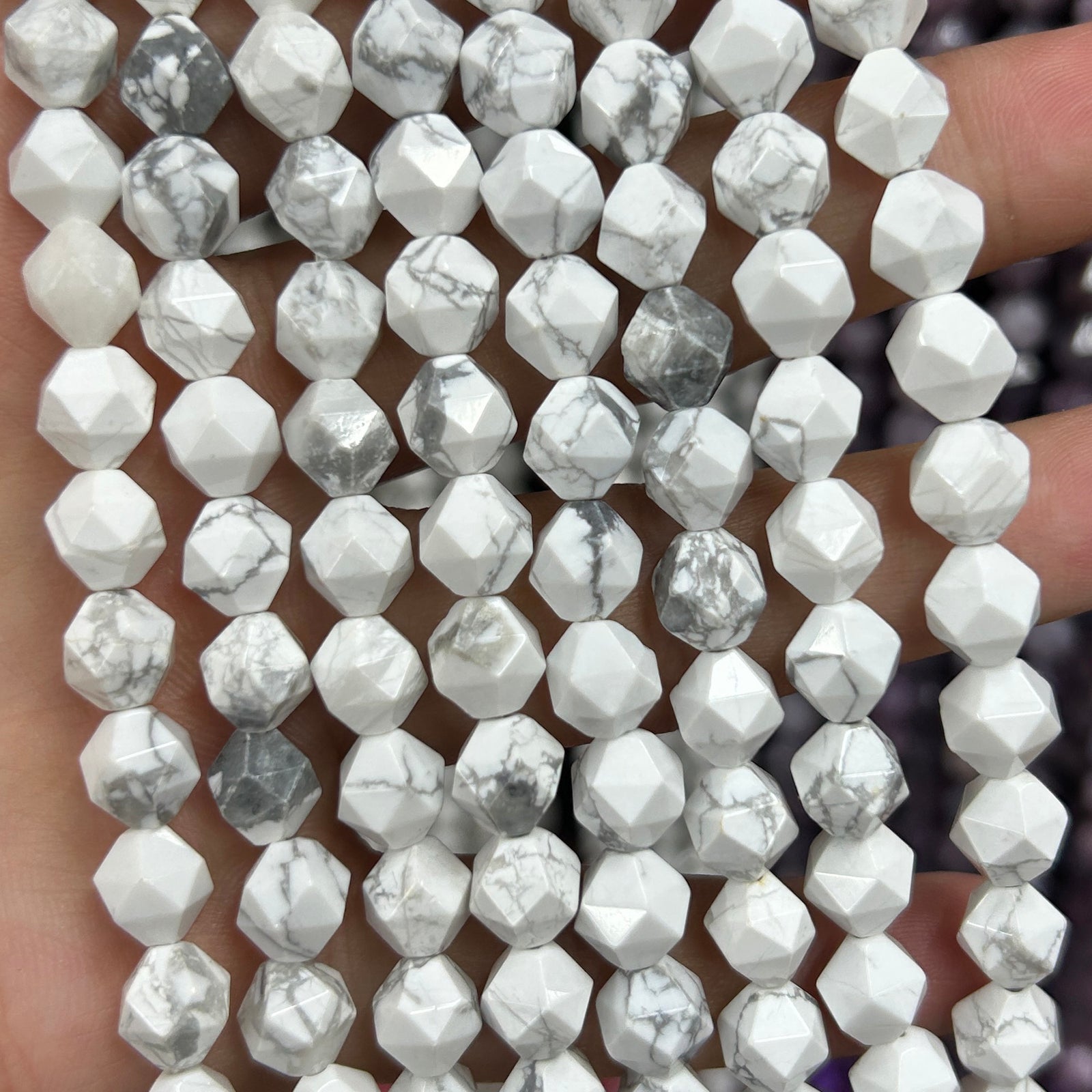 Howlite Nugget Faceted Beads 6mm 8mm 10mm 15''